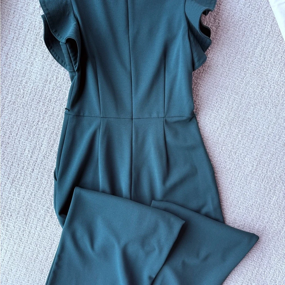 Green Calvin Klein Flutter Sleeve Jumpsuit - Picture 4 of 6